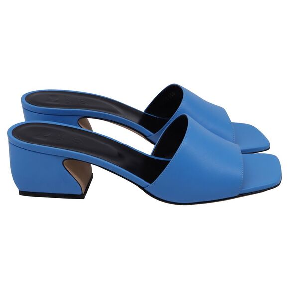 Sergio Rossi Square-Toe 50mm Mules in Blue Leather